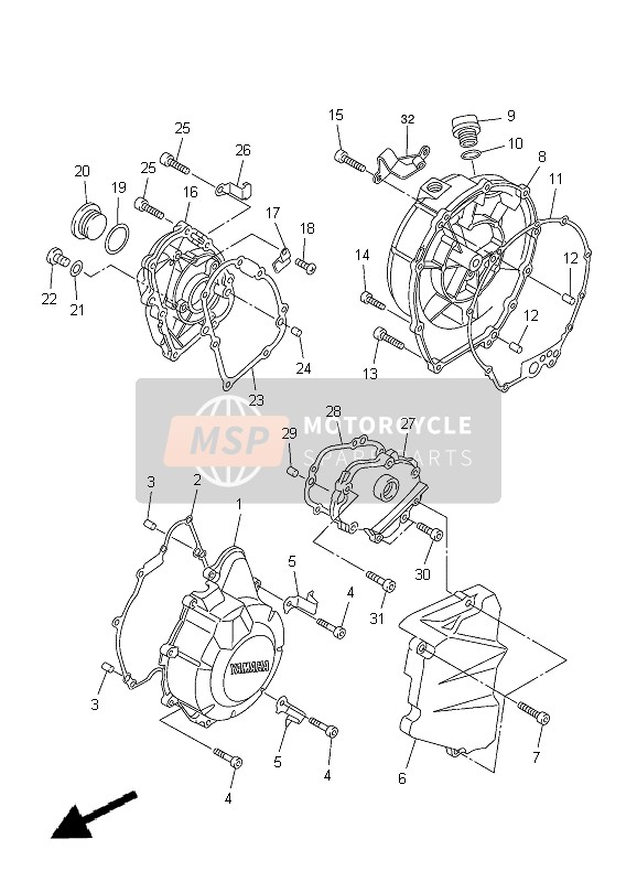 Yamaha FZ6-N 2004 Crankcase Cover 1 for a 2004 Yamaha FZ6-N