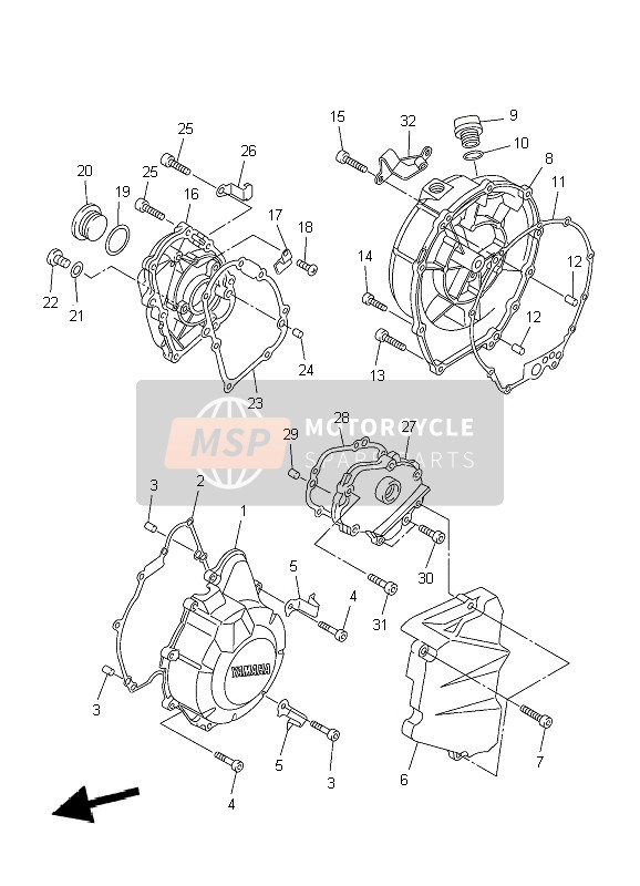 Yamaha FZ6-S 2004 Crankcase Cover 1 for a 2004 Yamaha FZ6-S