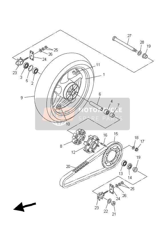 Yamaha FZ6-S 2004 Rear Wheel for a 2004 Yamaha FZ6-S