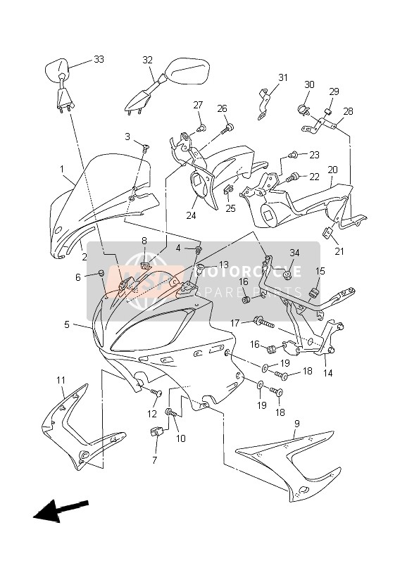 Yamaha FZ6-S 2004 Cowling 1 for a 2004 Yamaha FZ6-S