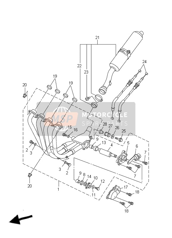 Yamaha FZS1000-S FAZER 2004 Exhaust for a 2004 Yamaha FZS1000-S FAZER