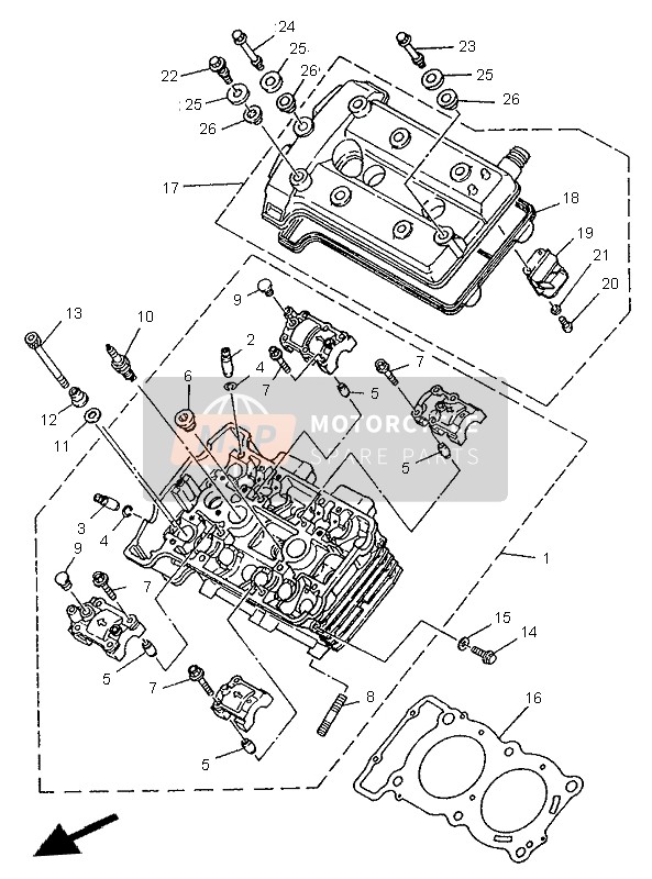 Yamaha TDM850 1996 Cylinder Head for a 1996 Yamaha TDM850