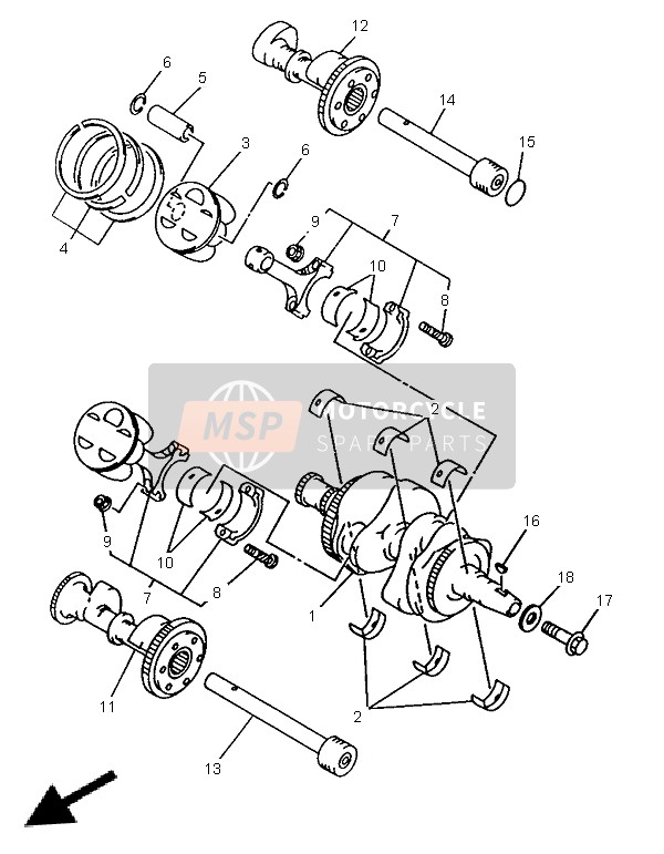 Yamaha TDM850 1996 Vilebrequin & Piston pour un 1996 Yamaha TDM850