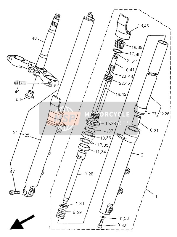 Yamaha TDM850 1996 Front Fork for a 1996 Yamaha TDM850