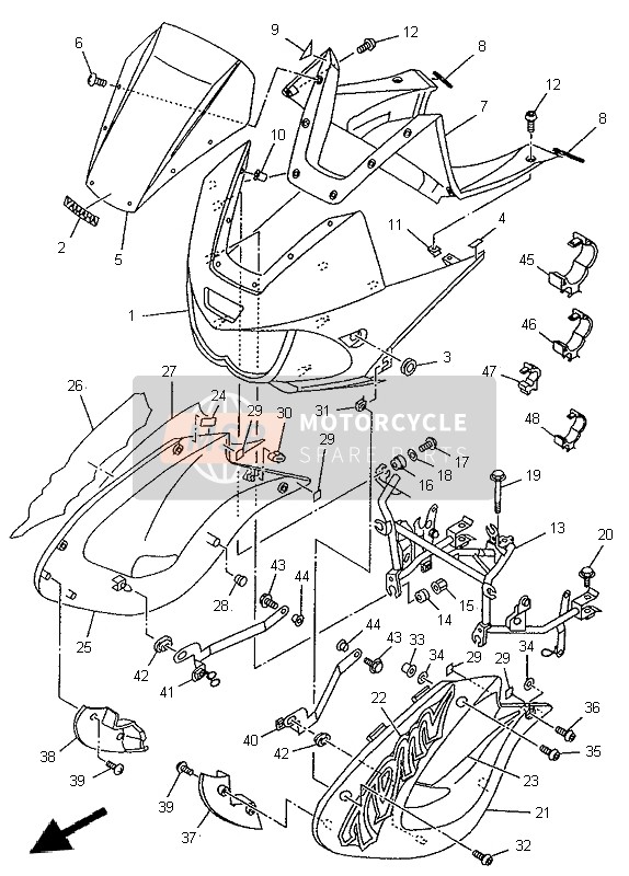 Yamaha TDM850 1996 Capotage 1 pour un 1996 Yamaha TDM850