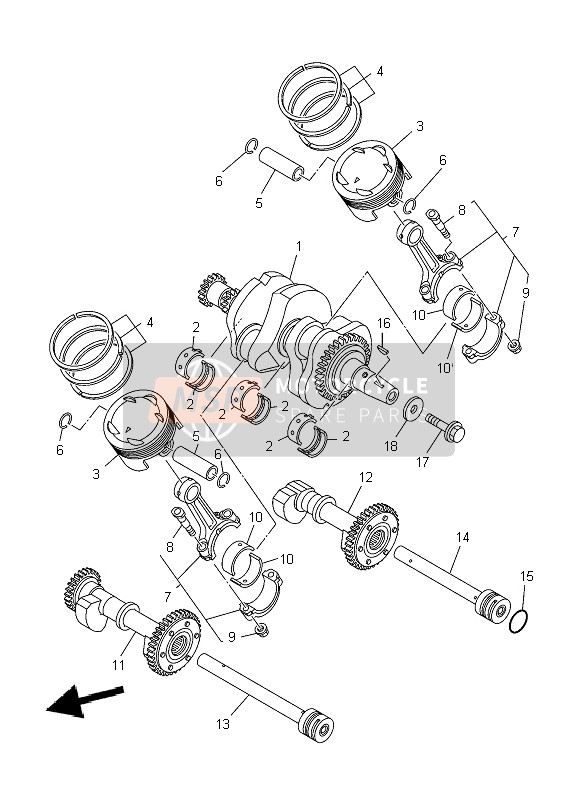 Yamaha TDM900 2004 Vilebrequin & Piston pour un 2004 Yamaha TDM900