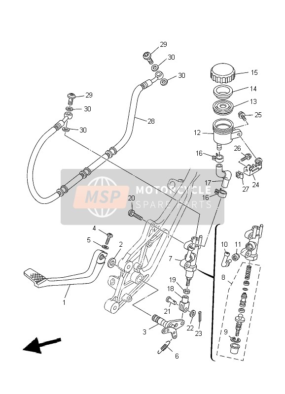 Yamaha TDM900 2004 HAUPTZYLINDER HINTEN für ein 2004 Yamaha TDM900