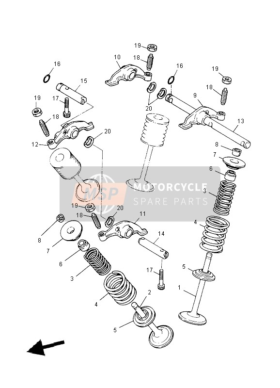 Yamaha TT600RE 2004 Soupape pour un 2004 Yamaha TT600RE