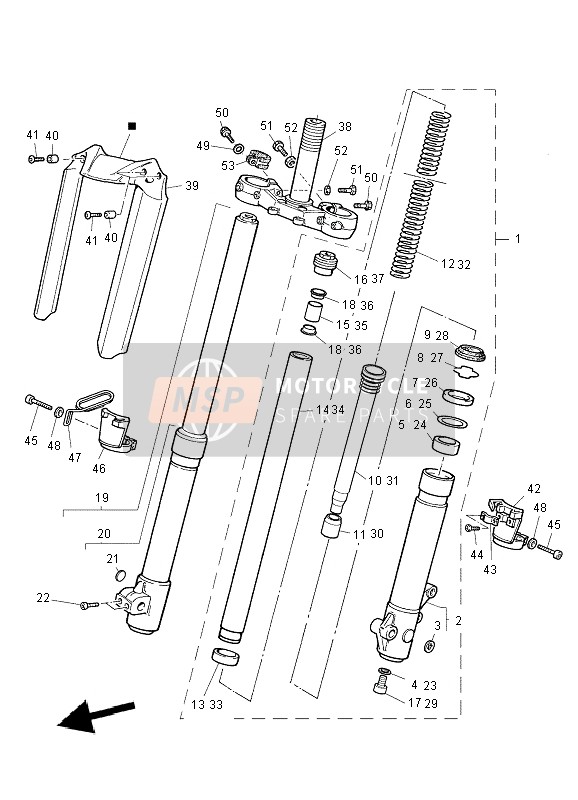 Yamaha TT600RE 2004 Forcella anteriore per un 2004 Yamaha TT600RE