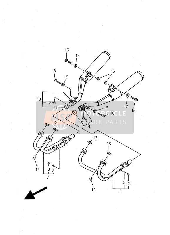 Yamaha XJ600S DIVERSION 2000 Échappement pour un 2000 Yamaha XJ600S DIVERSION