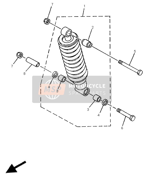 Yamaha TDR125 1996 Suspensión trasera para un 1996 Yamaha TDR125