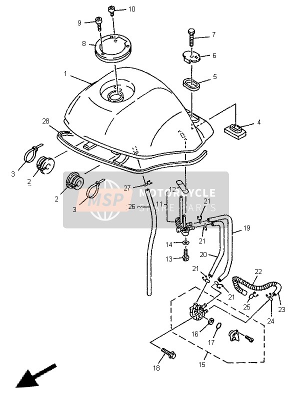 Yamaha TDR125 1996 Depósito de combustible para un 1996 Yamaha TDR125