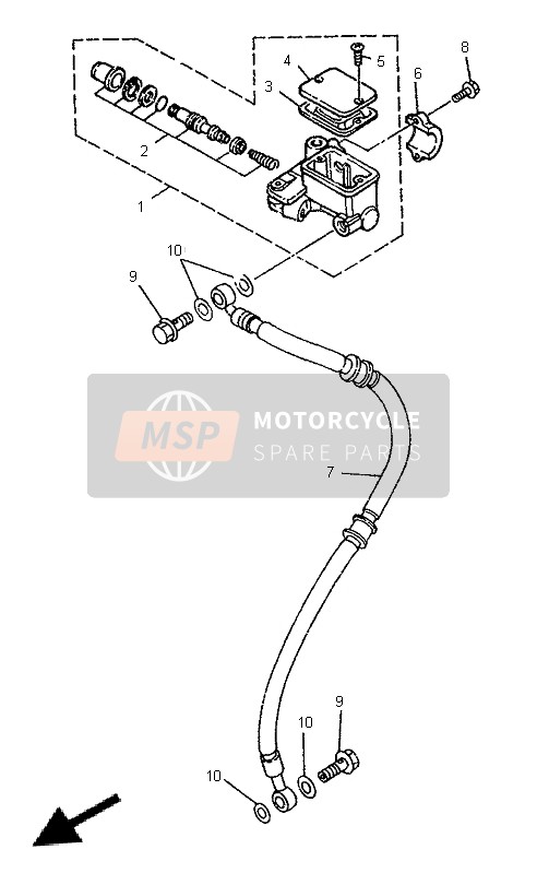 Yamaha TDR125 1996 Front Master Cylinder for a 1996 Yamaha TDR125