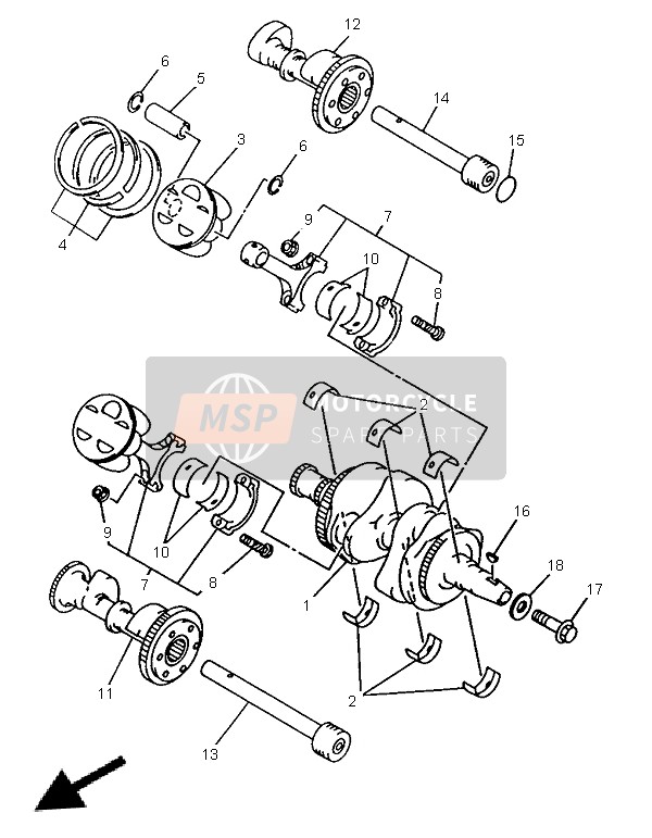 Yamaha TRX850 1996 Crankshaft & Piston for a 1996 Yamaha TRX850