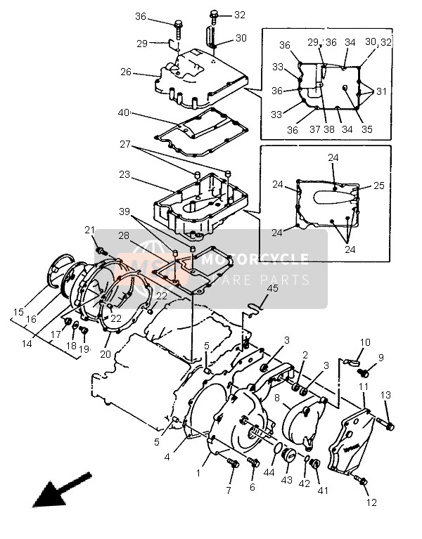 Yamaha TRX850 1996 Crankcase Cover 1 for a 1996 Yamaha TRX850