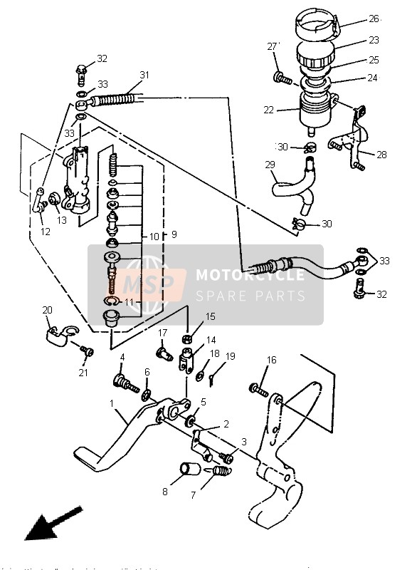 Yamaha TRX850 1996 Rear Master Cylinder for a 1996 Yamaha TRX850