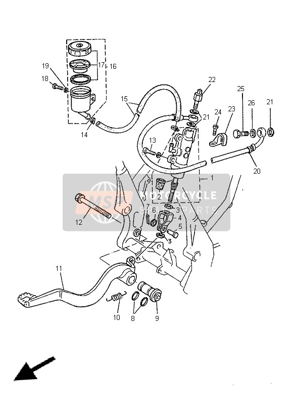 Yamaha TT600E 1996 Rear Master Cylinder for a 1996 Yamaha TT600E