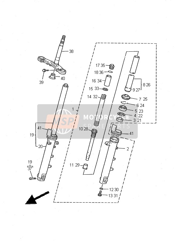 Yamaha XJ600S DIVERSION 2000 Tenedor frontal para un 2000 Yamaha XJ600S DIVERSION