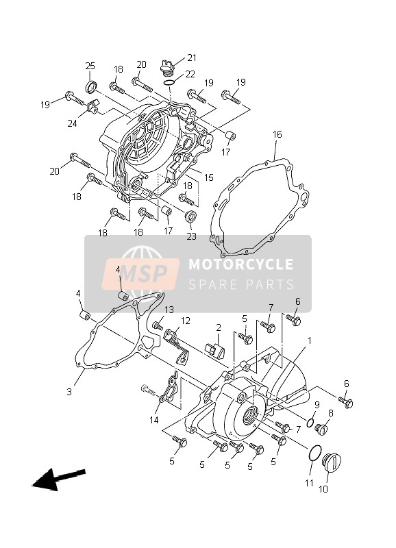 Yamaha TW125 2004 Coperchio del carter 1 per un 2004 Yamaha TW125