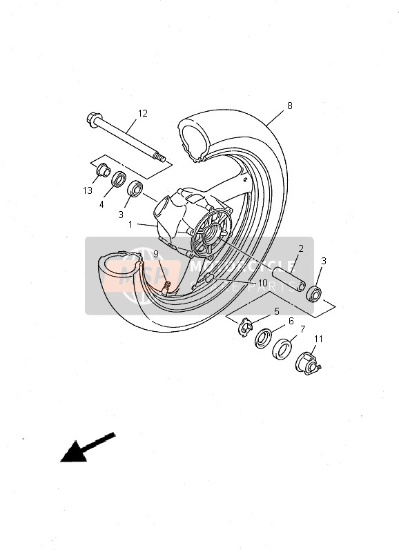 Yamaha XJ600S DIVERSION 2000 Voorwiel voor een 2000 Yamaha XJ600S DIVERSION