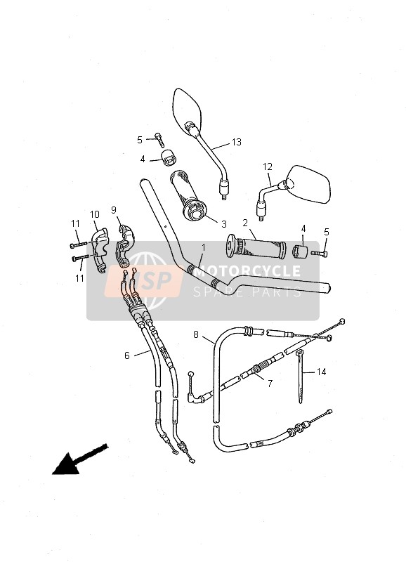 Yamaha XJ600S DIVERSION 2000 Steering Handle & Cable for a 2000 Yamaha XJ600S DIVERSION