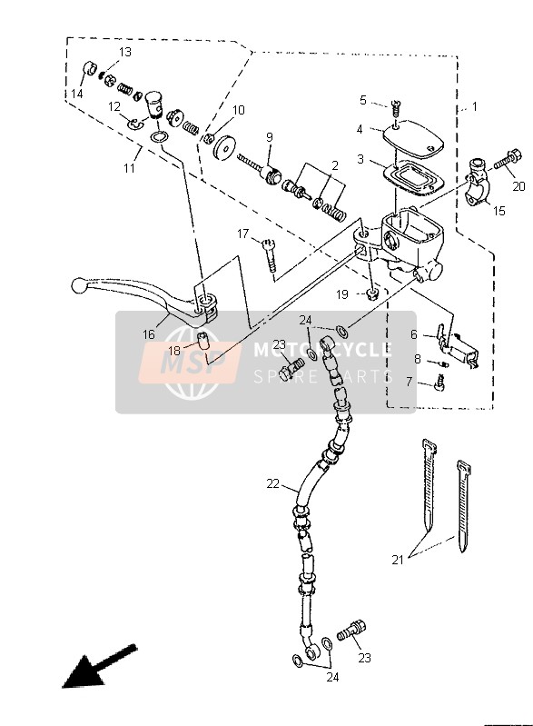 Yamaha XJ600N 1996 Pompa freno anteriore per un 1996 Yamaha XJ600N