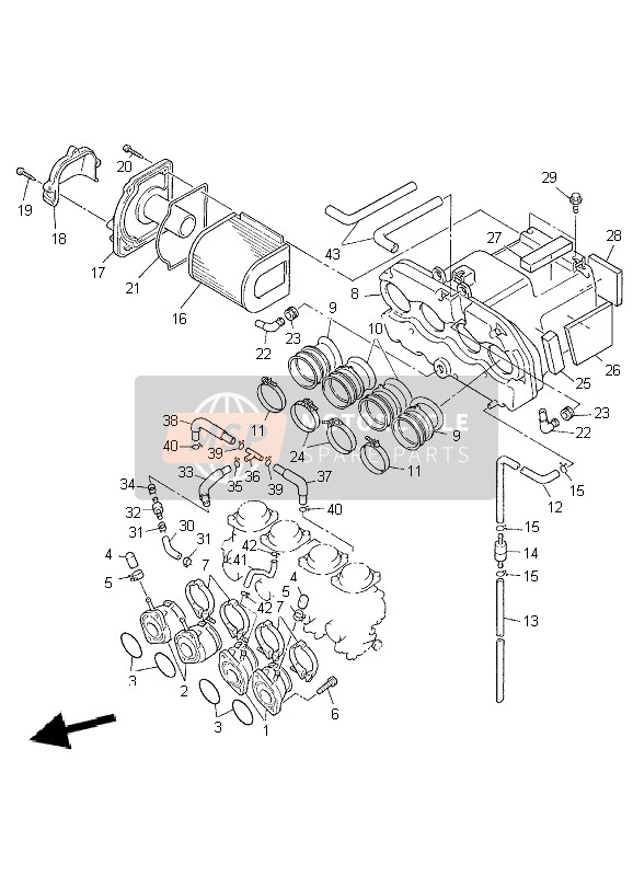 Yamaha XJR1300 2004 Intake for a 2004 Yamaha XJR1300