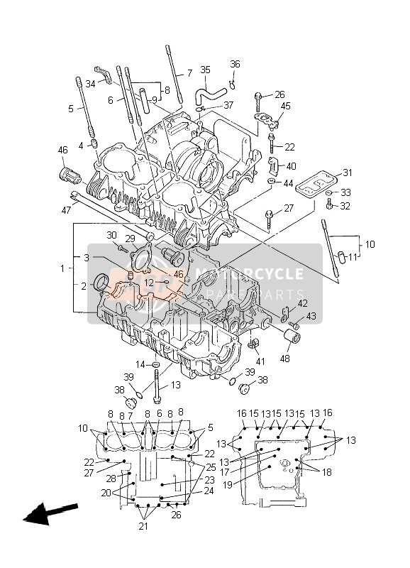 Yamaha XJR1300 2004 Crankcase for a 2004 Yamaha XJR1300