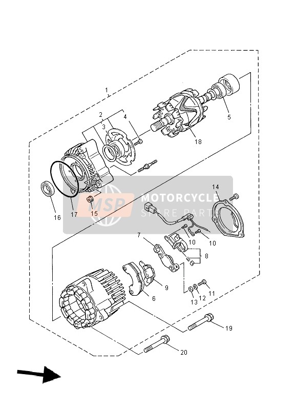 Yamaha XJR1300 2004 Generator for a 2004 Yamaha XJR1300