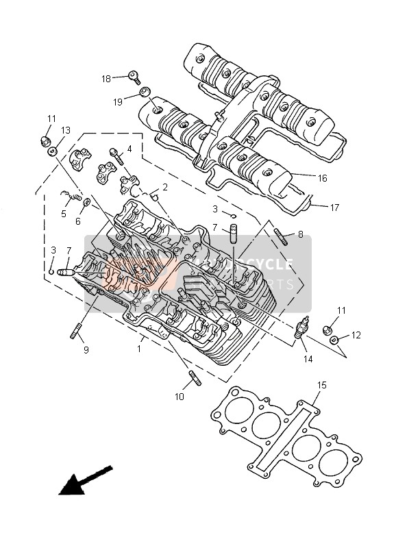 Yamaha XJ900S DIVERSION 2000 Cabeza de cilindro para un 2000 Yamaha XJ900S DIVERSION