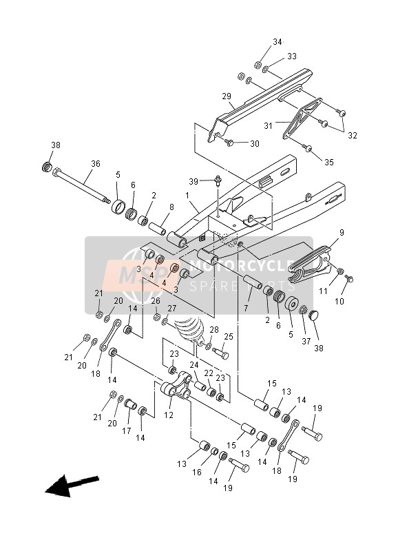 Yamaha XT660X 2004 Rear Arm for a 2004 Yamaha XT660X