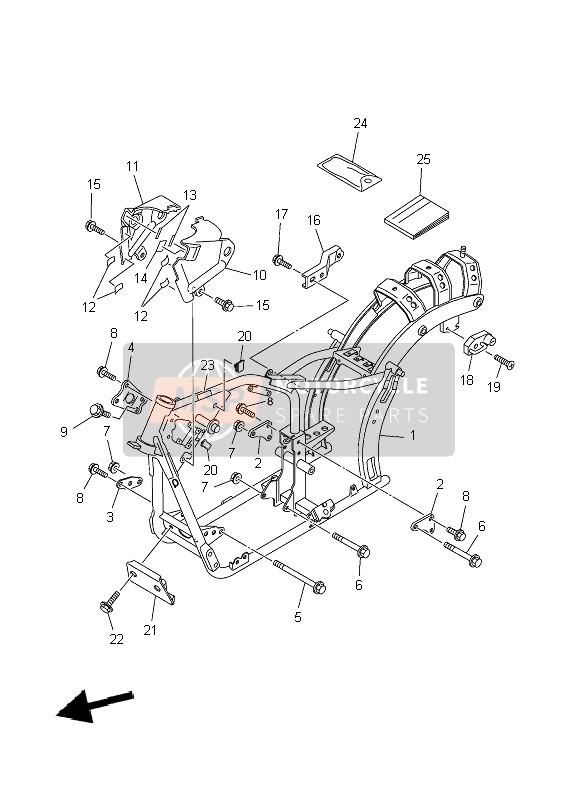 Yamaha XVS125 DRAGSTAR 2004 Frame for a 2004 Yamaha XVS125 DRAGSTAR