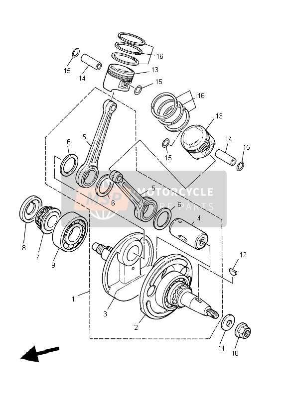 Yamaha XVS250 2004 Crankshaft & Piston for a 2004 Yamaha XVS250