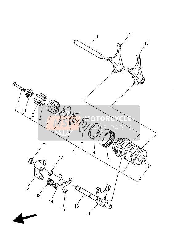 Yamaha XVS250 2004 Shift Cam & Fourchette pour un 2004 Yamaha XVS250