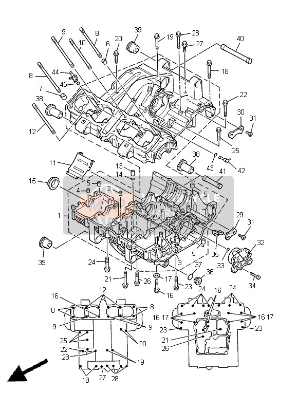 Yamaha XJ900S DIVERSION 2000 Caja Del Cigüeñal para un 2000 Yamaha XJ900S DIVERSION