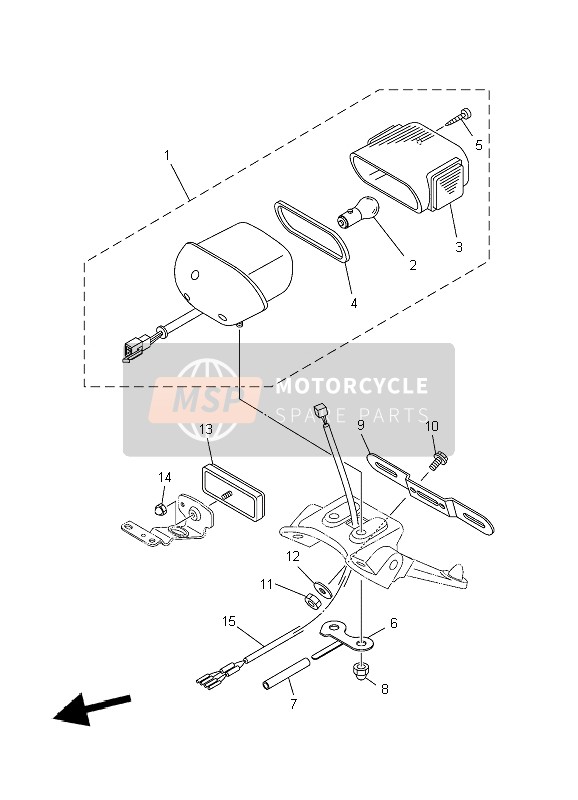 Yamaha XVS250 2004 RÜCKLICHT für ein 2004 Yamaha XVS250