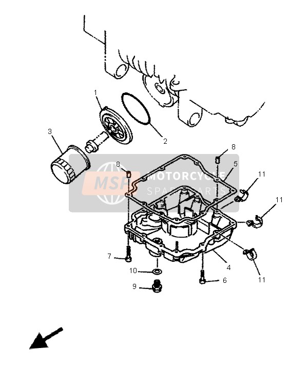 Yamaha XJ600S DIVERSION 1996 Oliefilter voor een 1996 Yamaha XJ600S DIVERSION