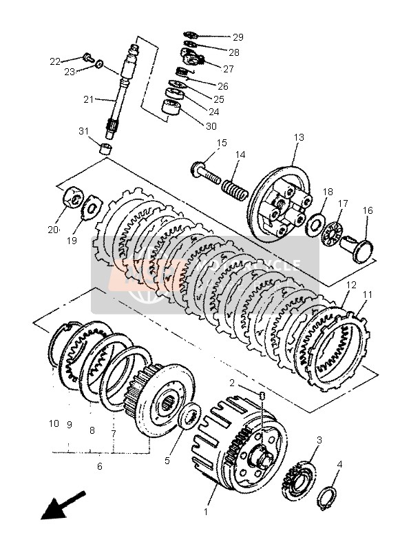 Yamaha XJ600S DIVERSION 1996 Embrague para un 1996 Yamaha XJ600S DIVERSION