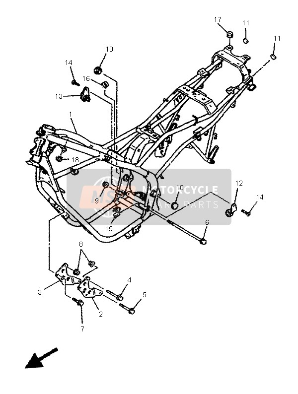 Yamaha XJ600S DIVERSION 1996 Frame for a 1996 Yamaha XJ600S DIVERSION