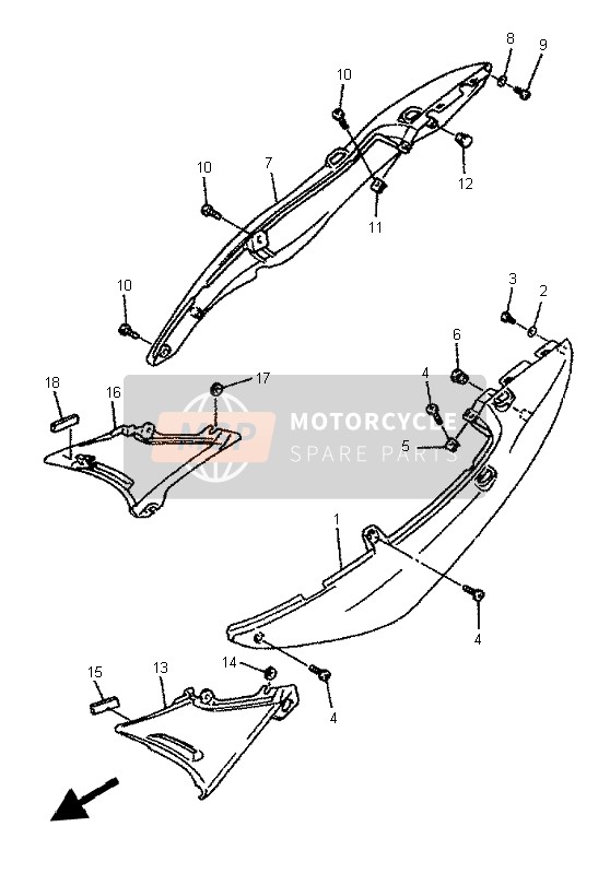 Yamaha XJ600S DIVERSION 1996 Couvercle latéral pour un 1996 Yamaha XJ600S DIVERSION