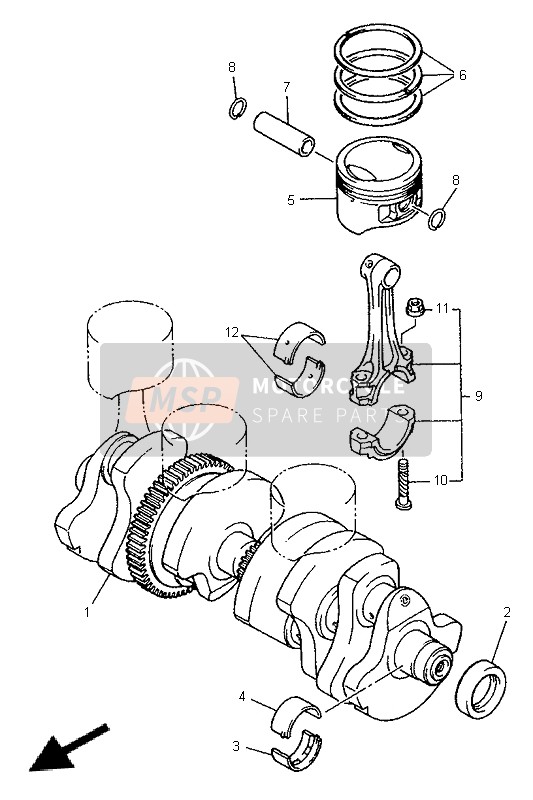 Yamaha XJ900S DIVERSION 1996 Krukas & Zuiger voor een 1996 Yamaha XJ900S DIVERSION