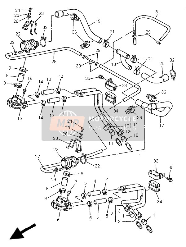 Yamaha XJ900S DIVERSION 1996 Sistema di induzione dell'aria per un 1996 Yamaha XJ900S DIVERSION