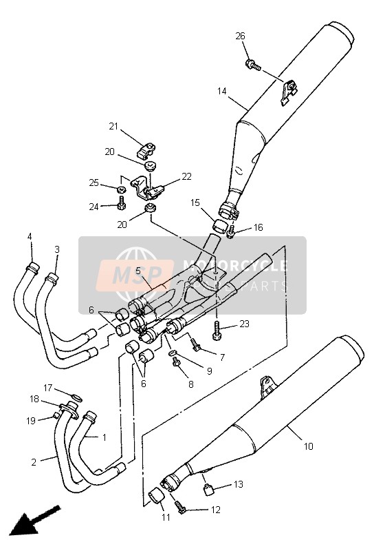 Yamaha XJ900S DIVERSION 1996 Exhaust for a 1996 Yamaha XJ900S DIVERSION