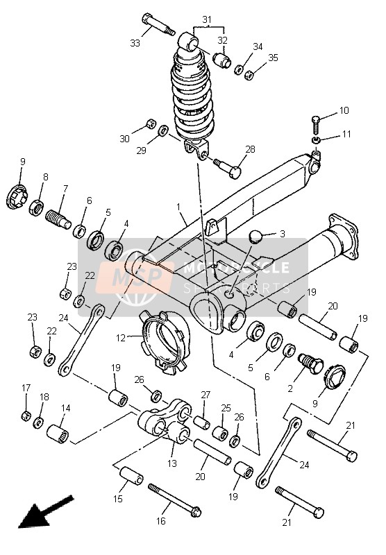 Yamaha XJ900S DIVERSION 1996 Rear Arm & Suspension for a 1996 Yamaha XJ900S DIVERSION