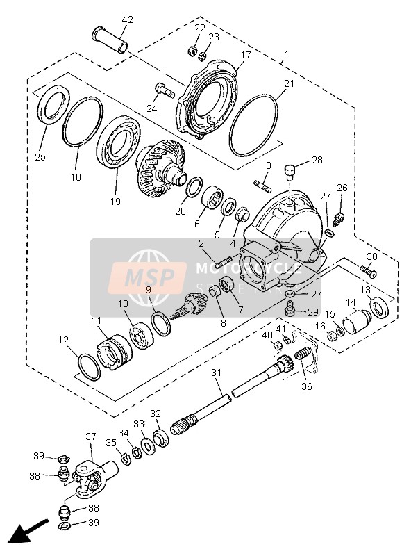 Yamaha XJ900S DIVERSION 1996 Arbre de transmission pour un 1996 Yamaha XJ900S DIVERSION