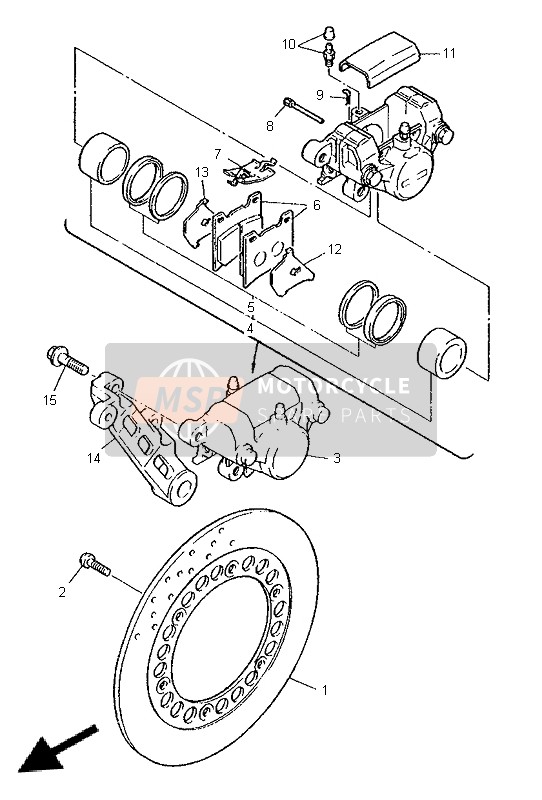 Yamaha XJ900S DIVERSION 1996 Rear Brake Caliper for a 1996 Yamaha XJ900S DIVERSION