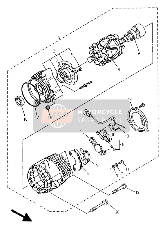 Yamaha XJ900S DIVERSION 1996 Générateur pour un 1996 Yamaha XJ900S DIVERSION