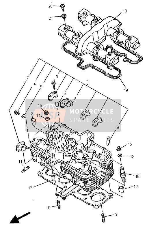 Yamaha XJR1200 1996 Cylinder Head for a 1996 Yamaha XJR1200