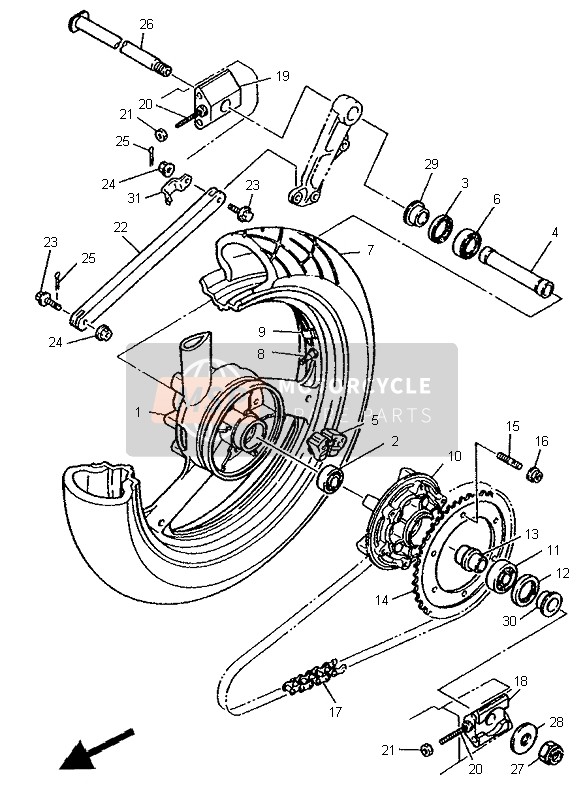 Yamaha XJR1200 1996 Rear Wheel for a 1996 Yamaha XJR1200