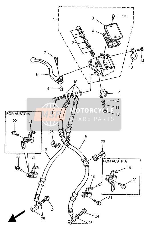 Yamaha XJR1200 1996 Maître-cylindre avant pour un 1996 Yamaha XJR1200